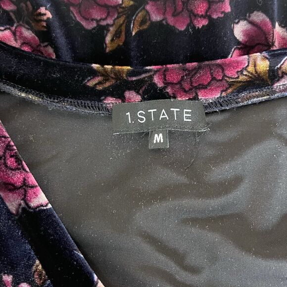 1 State Dress Womens Medium Mini Floral Velvet Velour Holiday Soft Whimsigoth - Picture 5 of 11